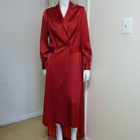 KITON Double-breasted Satin Asymmetric Hem Gown - Picture 1 of 8